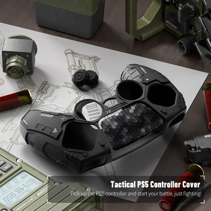 Geekshare G.S.TAC Tactical PS5 Controller Skin Set, Anti-Slip Silicone Protective Cover Skin Case for PS5 Wireless Controller with 2 Thumb Grip Caps and 2 Stickers - for Monster Hunter Wilds