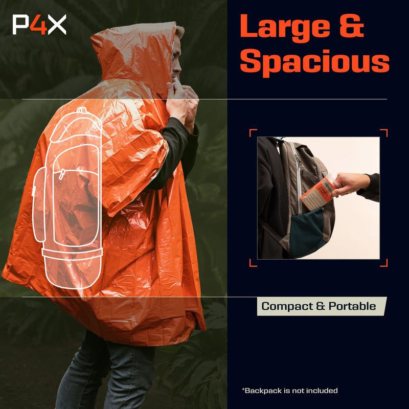 P4X Emergency Poncho Mylar Survival Blanket