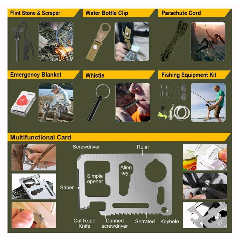 Survival Kit Full Set Molle Outdoor Gear 38 in 1 Emergency Kit Camping Hiking Backpacking Adventures Trauma Bug Out Bag Tactical Perfect Gift for Husband Father Son