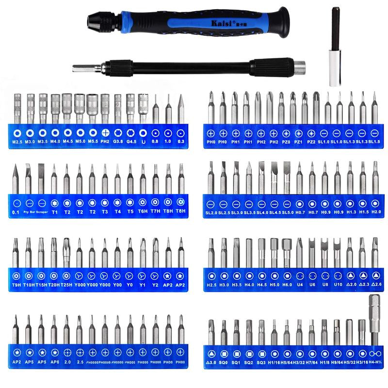 Kaisi 136-In-1 Professional Precision Repair Tools 111 Screwdriver Magnetic Bits Tool Set with Tweezer Man Tools for Laptop Phone PC Tablet Computer PS5 Xbox Console Eyeglasses Repair Springtok Hardware