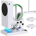 Cooling Fan with Charging Stand for Xbox Series S Console and Controller, Dual Charger Dock Accessories with 2 X 1400Mah Rechargeable Battery and Cover, Headphone Mount for Xbox Series S, White Smartphone Box Controller Fallout Xbox Controller