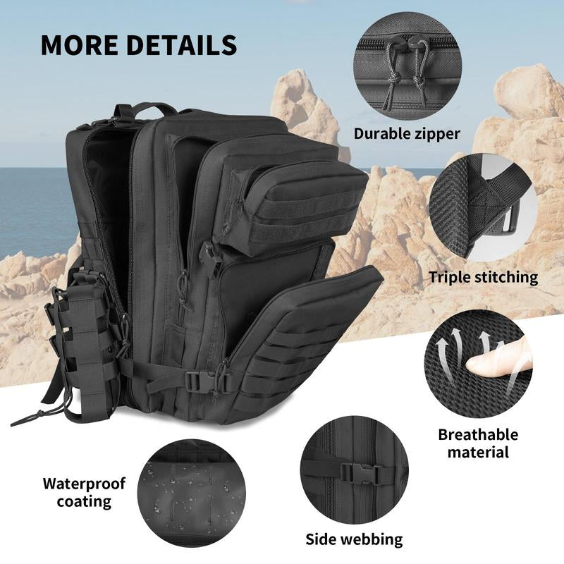 45L Large Tactical Backpack for Men Military Army Assault Pack Highland Backpacks, Molle Daypack 3 Day Bug Out Bag Hiking Campin
