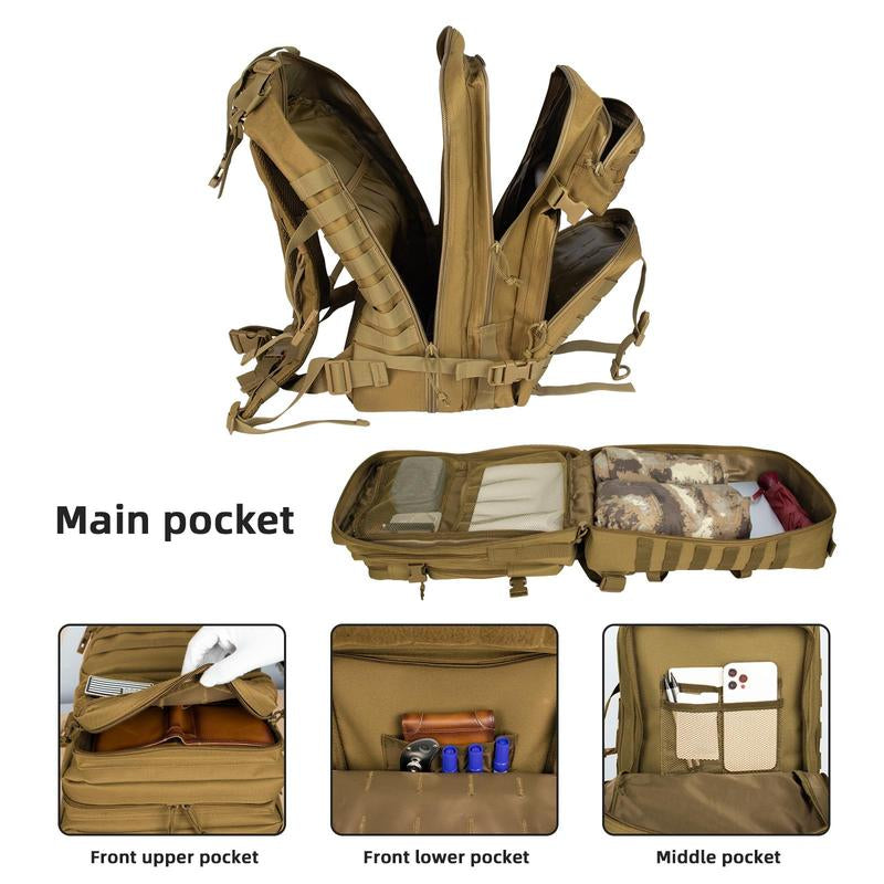 45L Large Tactical Backpack for Men Military Army Assault Pack Highland Backpacks, Molle Daypack 3 Day Bug Out Bag Hiking Campin