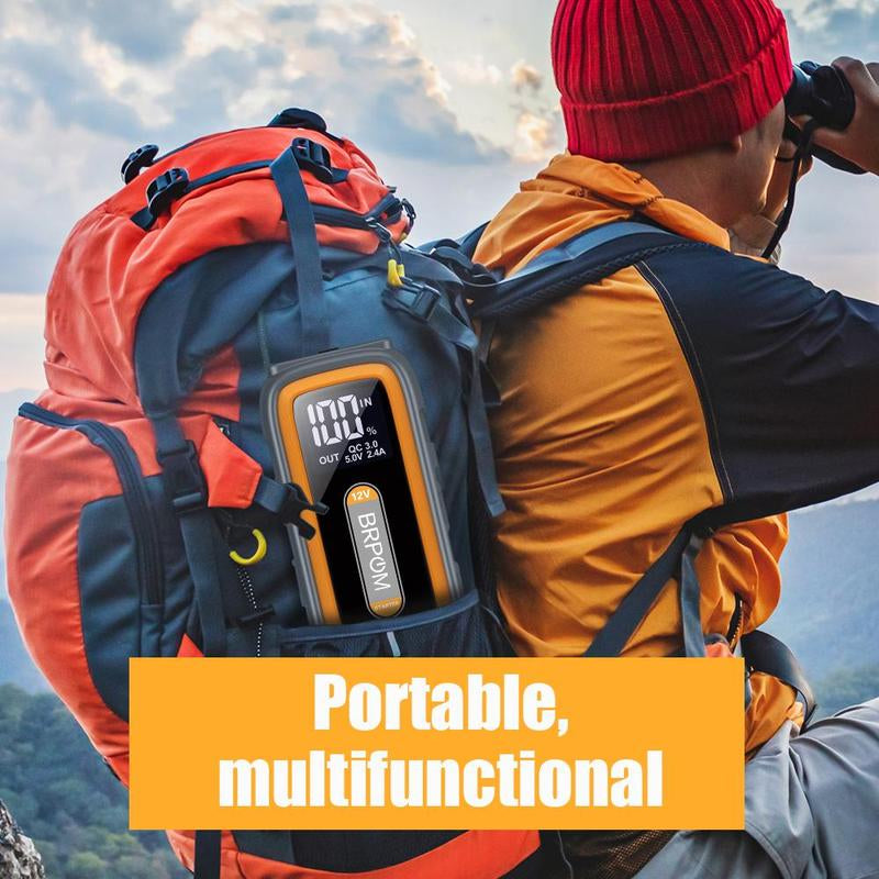 BRPOM 6000A Car Jump Starter,(All Gas/10.0L Diesel) 12V Auto Booster Battery Charger Jumper Box with Display Car Battery Jump Starter Digital Tire