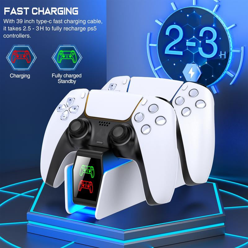 PS5 Controller Charger,Beboncool Charging Station for Playstation 5 Controller, Fast PS5 Charging Dock Station with LED Indicator, PS5 Accessories