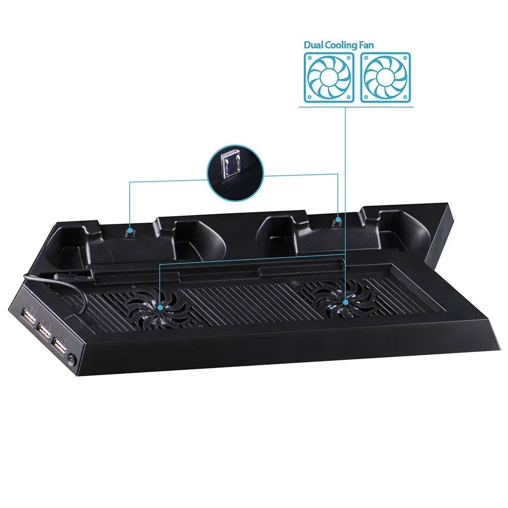 PS4 Cooling Station Vertical Stand with 2 Controller Charging Dock