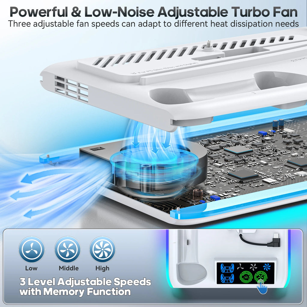 PS5/PS5 Slim/PS5 Pro Stand with Headphone Hook Cooling Stand