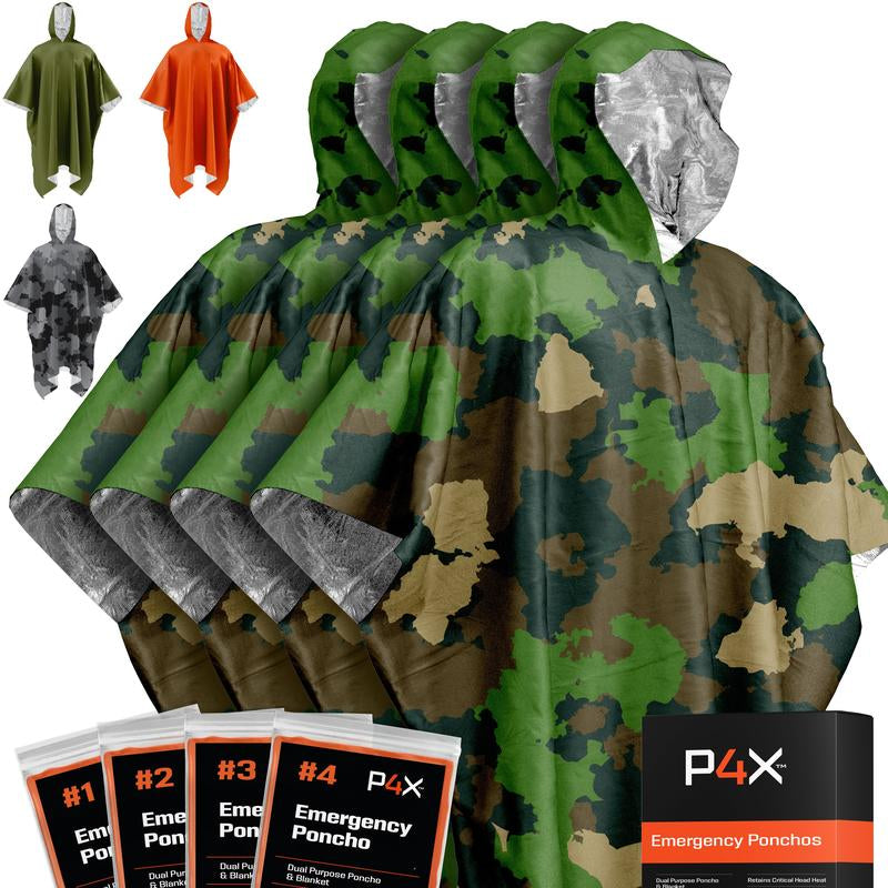 P4X Emergency Poncho Mylar Survival Blanket