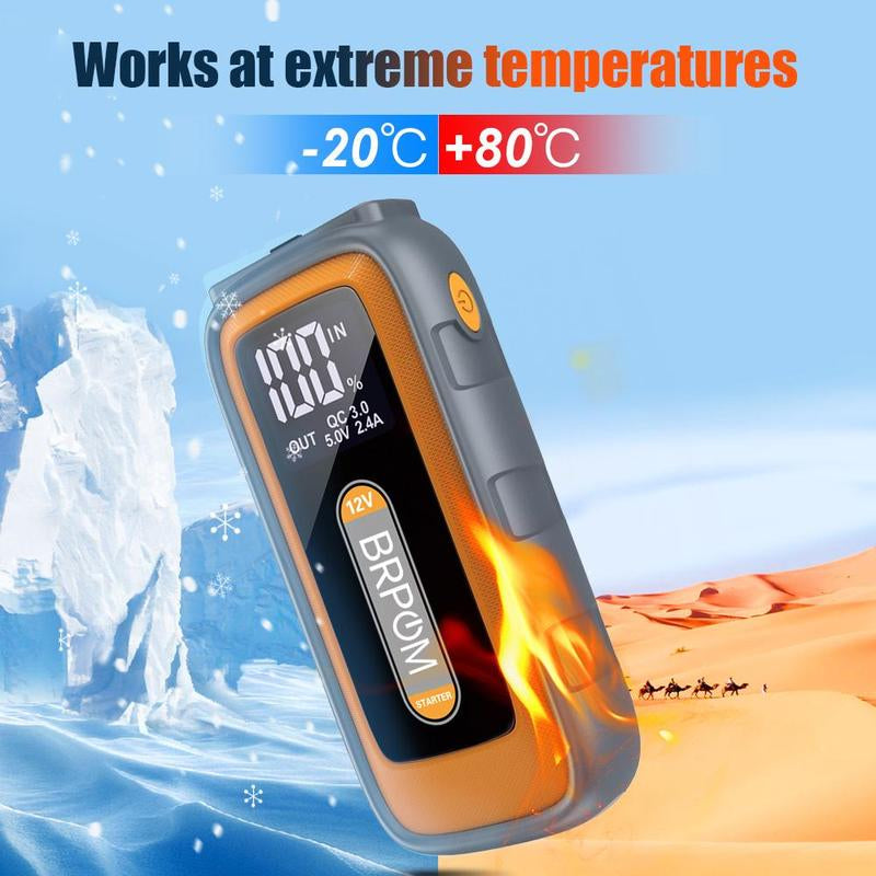 BRPOM 6000A Car Jump Starter,(All Gas/10.0L Diesel) 12V Auto Booster Battery Charger Jumper Box with Display Car Battery Jump Starter Digital Tire