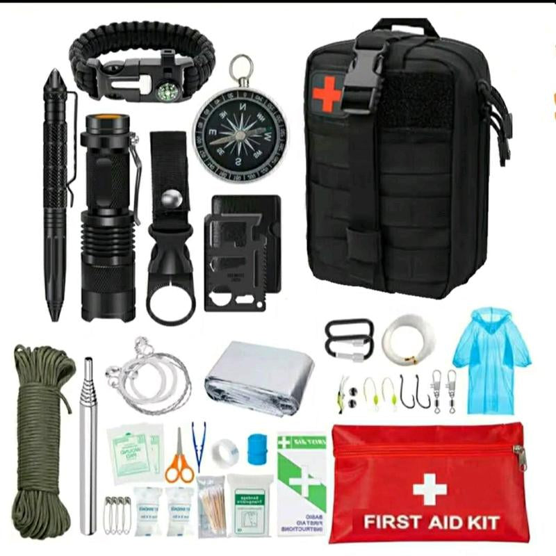 Survival Kit Full Set Molle Outdoor Gear 38 in 1 Emergency Kit Camping Hiking Backpacking Adventures Trauma Bug Out Bag Tactical Perfect Gift for Husband Father Son