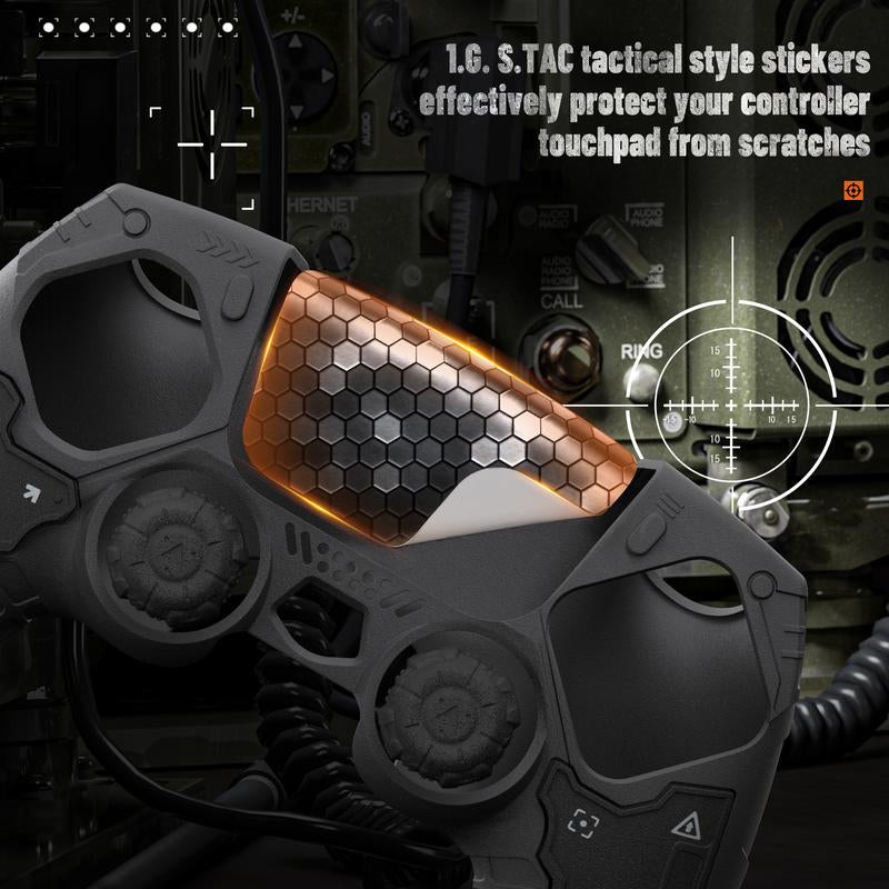 Geekshare G.S.TAC Tactical PS5 Controller Skin Set, Anti-Slip Silicone Protective Cover Skin Case for PS5 Wireless Controller with 2 Thumb Grip Caps and 2 Stickers - for Monster Hunter Wilds