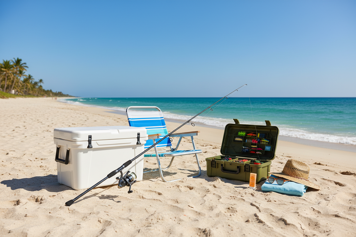 Coastal Fishing Equipment on Beach