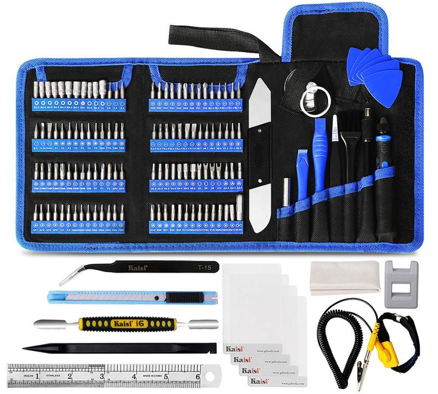 Kaisi 136-In-1 Professional Precision Repair Tools 111 Screwdriver Magnetic Bits Tool Set with Tweezer Man Tools for Laptop Phone PC Tablet Computer PS5 Xbox Console Eyeglasses Repair Springtok Hardware