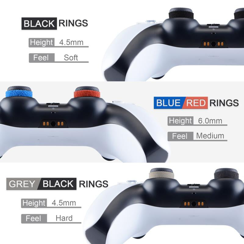 Playvital 3 Pairs Silicone Bufferings Aim Assist Target Motion Control Precision Rings for PS5, for PS4, for Xbox Series X/S, Xbox One, Xbox 360, for Nintendo Switch Pro, for Nintendo Switch Pro 2, for Steam Deck - 3 Different Strengths