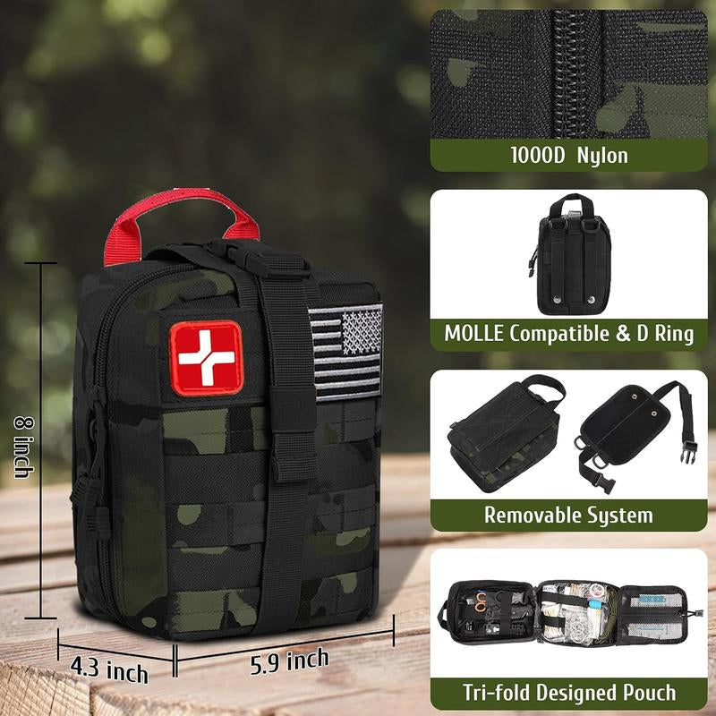 Survival First Aid Kit, 170 PCS Survival Kits,Trauma Kit with Essential Survival Gear Emergency Medical Supplies for Hiking Camping Backpacking Outdoor Adventure, Outdoor Adventure, Camping, Hiking, Hunting, Gifts
