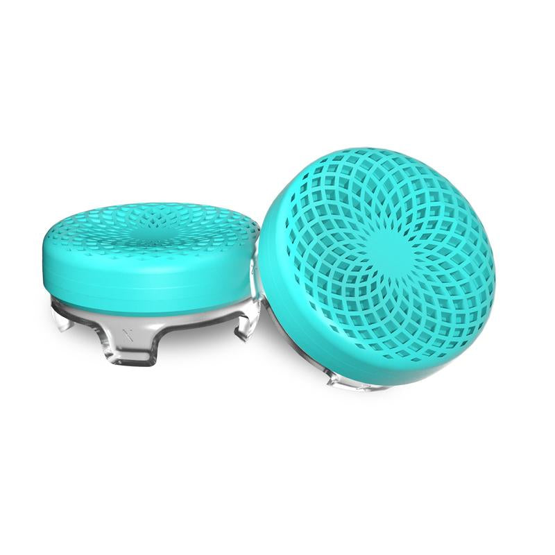 Kontrolfreek Lotus for Playstation 5 (PS5) and Playstation 4 (PS4) | Performance Thumbsticks | 2 Mid-Rise Concave | Teal/Clear