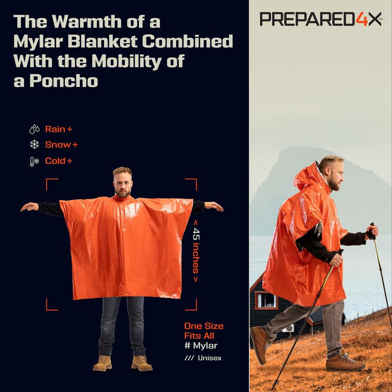 P4X Emergency Poncho Mylar Survival Blanket